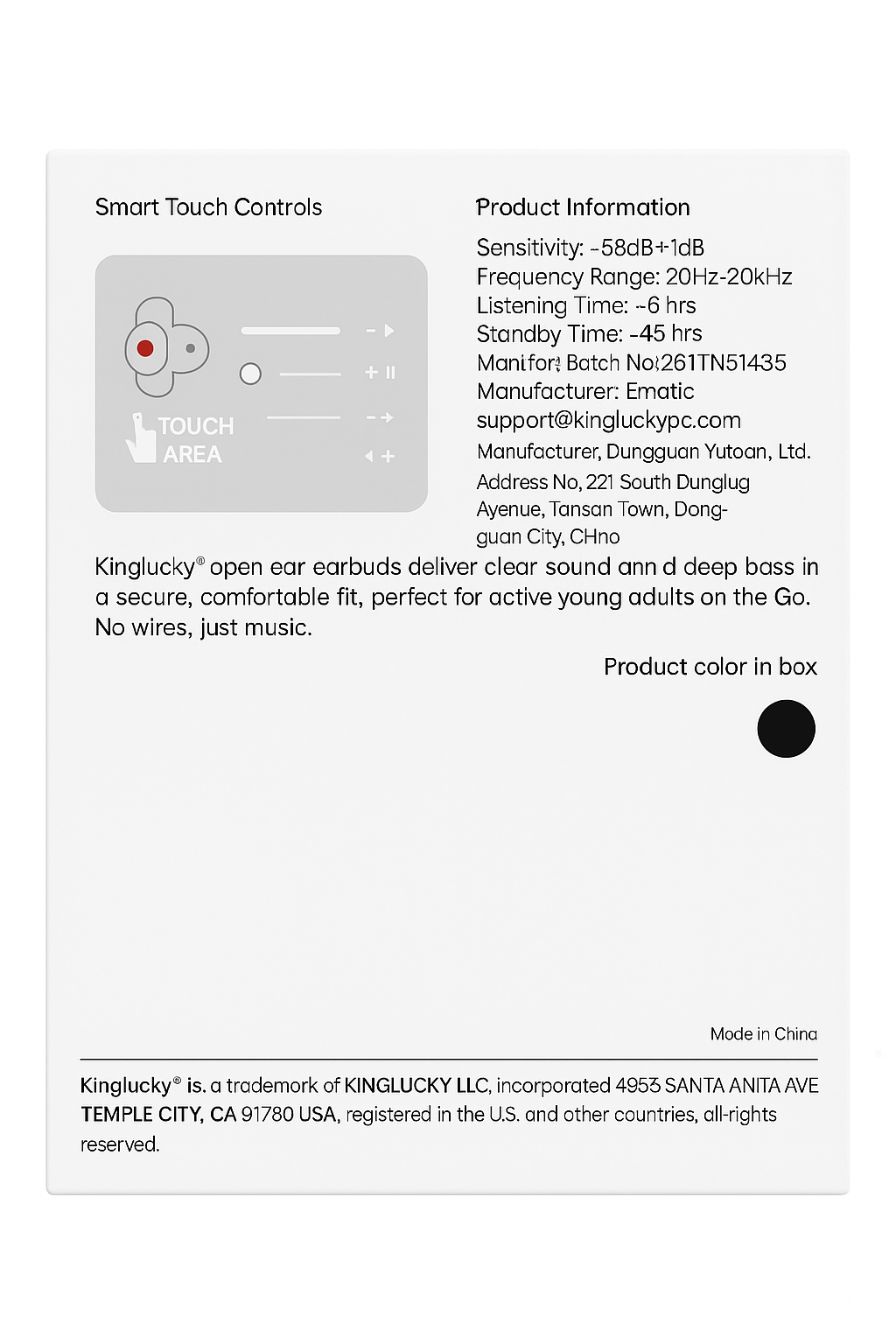 kinglucky earbuds box