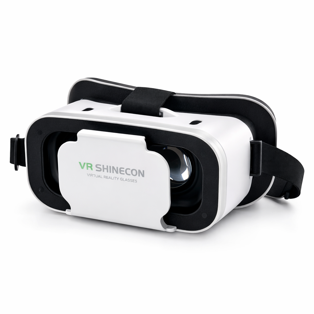 VR SHINECON VR headset side view showing adjustable strap